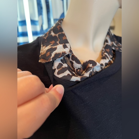 AGB Cheetah Print Layered Look Sweater Black Size Large - Picture 5 of 12